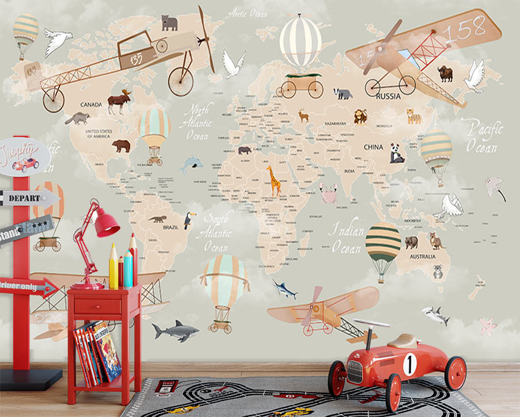 پوستر نقشه جهان اتاق کودک