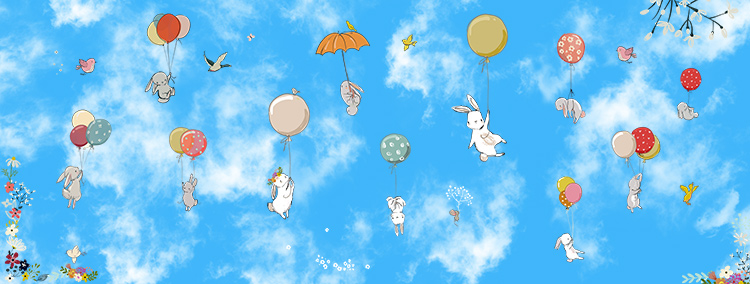 پوستر سقفی اتاق کودک خرگوشهای بازیگوش