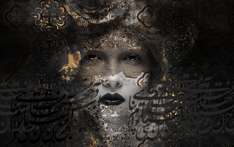 بو کنواس تلفیقی چهره و خوشنویسی