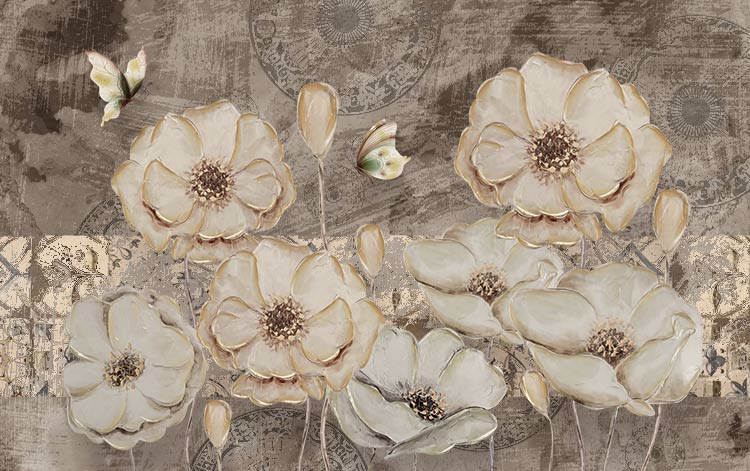 پوستر دیواری سه بعدی گل مخصوص پذیرایی