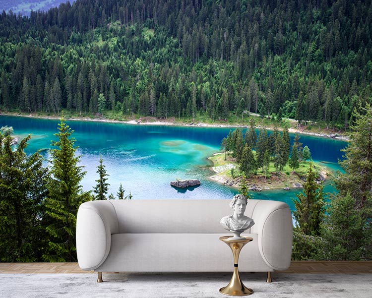 پوستر دیواری سه بعدی طبیعت دریاچه Caumasee سوئیس