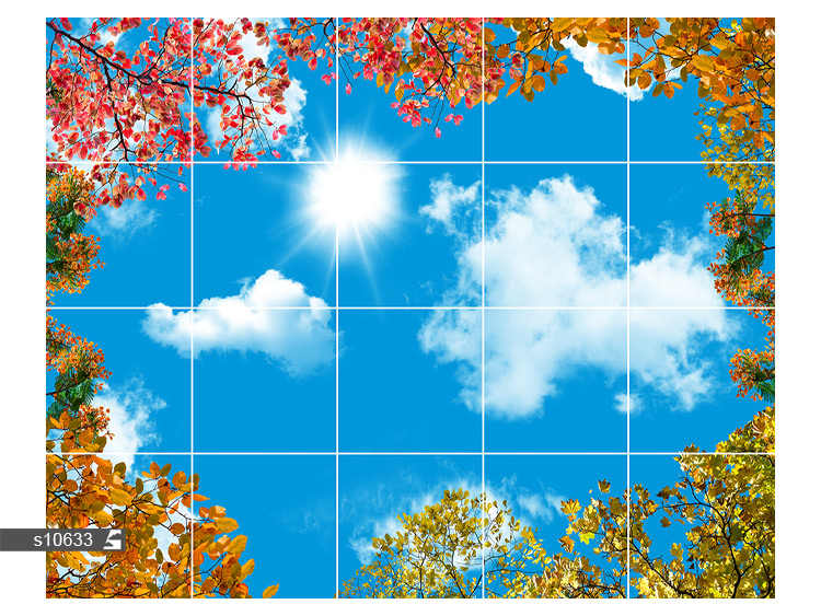 آسمان مجازی طرح آسمان آبی و برگهای پاییزی