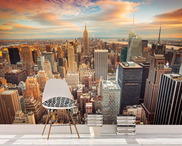 پوستر سه بعدی غروب شهر نیویورک