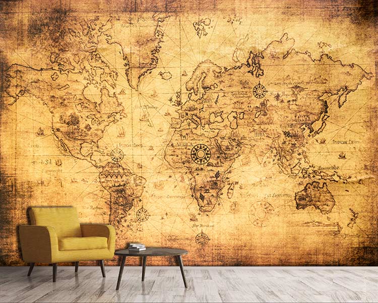 پوستر سه بعدی نقشه قدیمی جهان