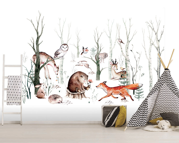 پوستر سه بعدی طرح حیوانات جنگل مناسب اتاق کودک و مهد