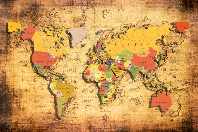 پوستر کاغذدیواری سه بعدی نقشه جهان 
