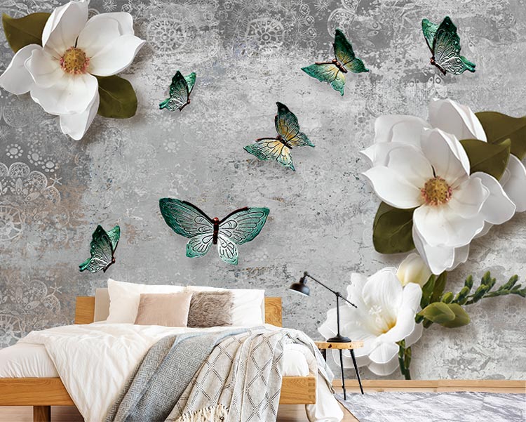 پوستر دیواری سه بعدی طرح گل مناسب اتاق خواب