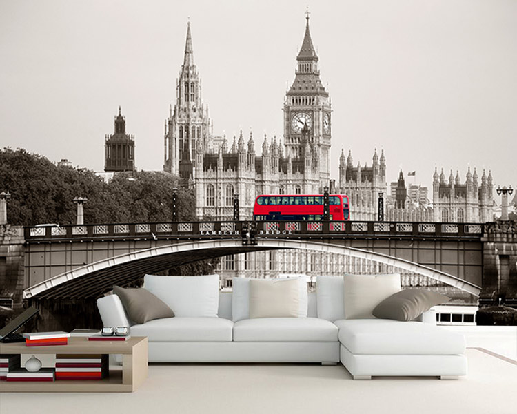 پوستر دیواری شهر لندن و اتوبوس قرمز