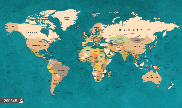 پوستر دیواری نقشه قاره های جهان