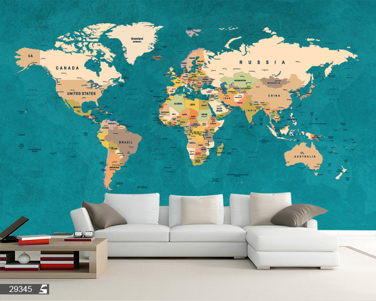 پوستر دیواری نقشه قاره های جهان