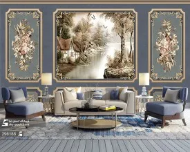 پوستر دیواری طرح گچبری و قاب سه بعدی