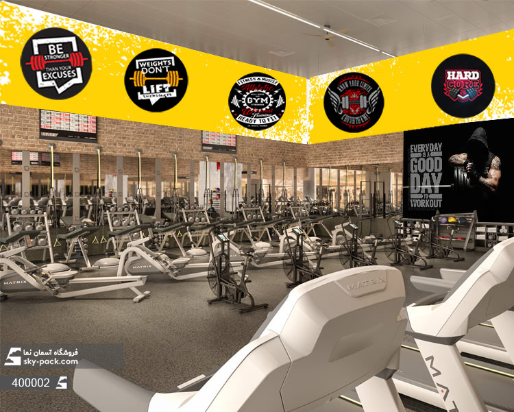 پوستر ورزشی بالای آیینه گرد